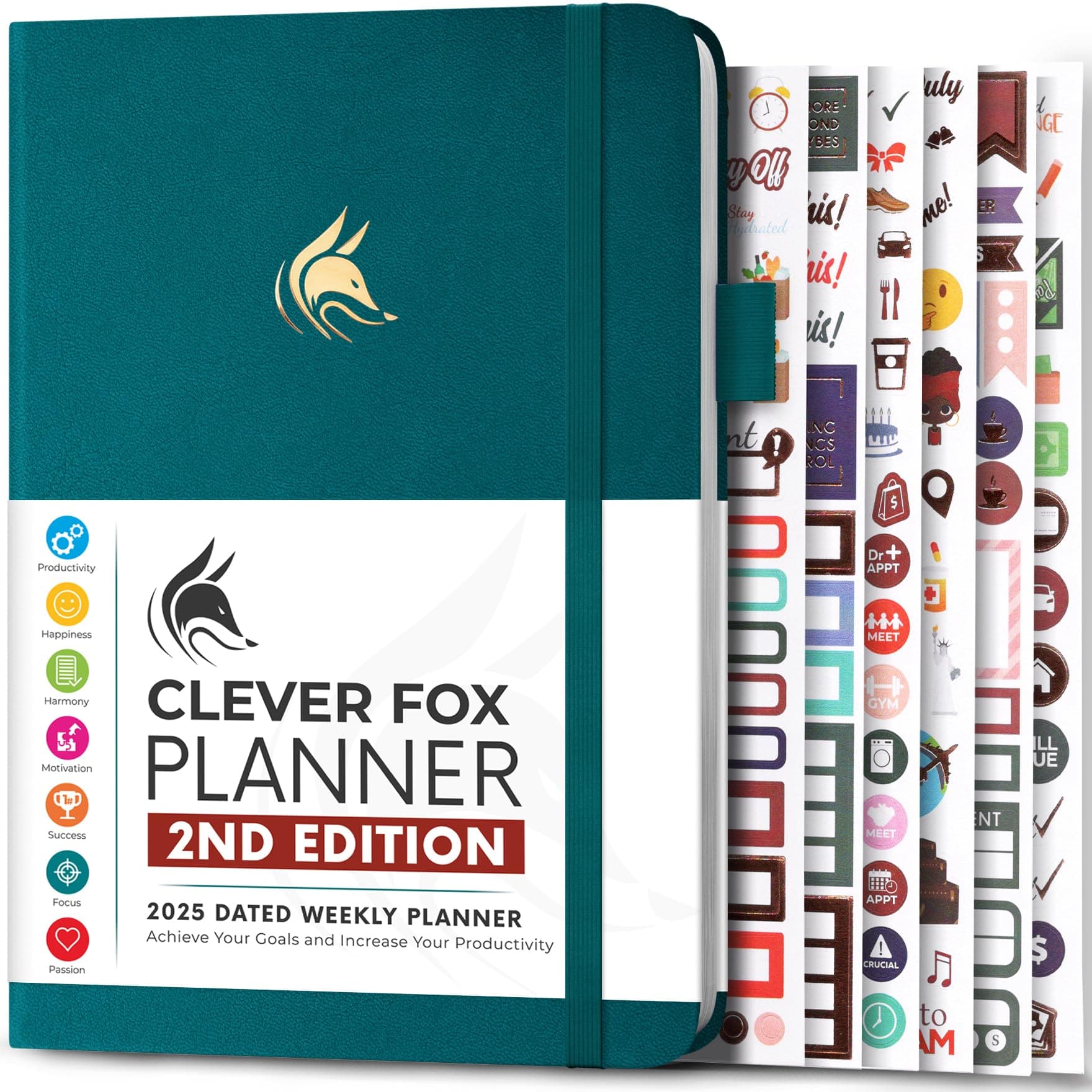 Clever FoxWeekly 2.0 Dated (2024-2025) (A5 (5.8" x 8.3"), Dark Teal)