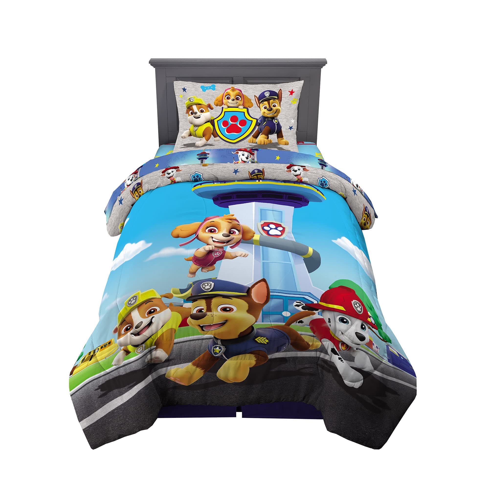 Kids Bedding Super Soft Comforter and Sheet Set, 4 Piece Twin Size, Paw Patrol (Prints may vary)
