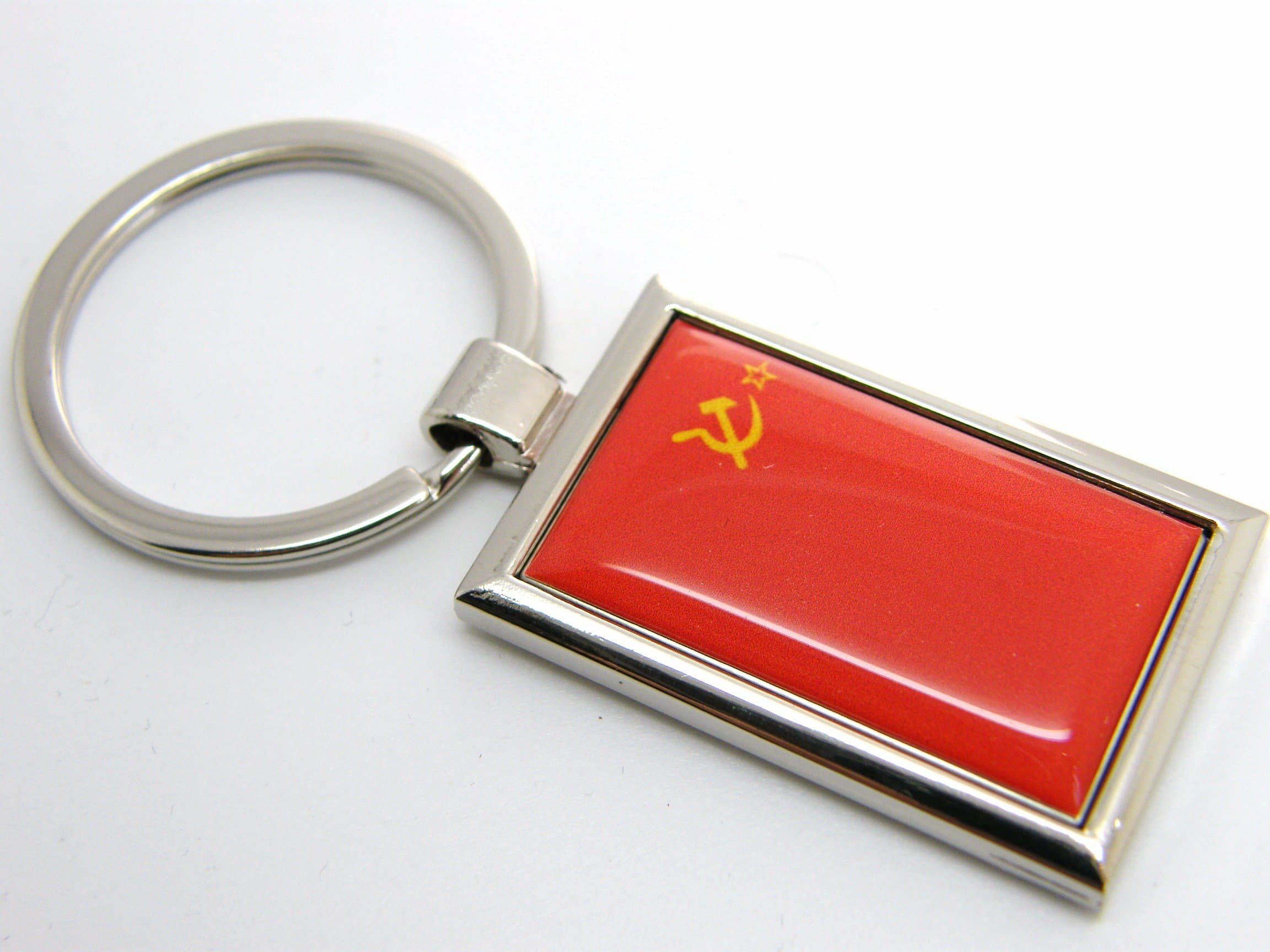 Soviet Union Flag Badge Nickel Plated Keyring