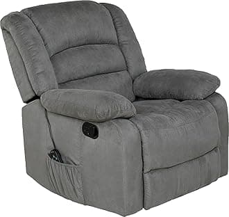 Relaxzen Longstreet Massaging Rocker Recliner with Vibration, Heat, and Dual-USB Charging Port, Gray