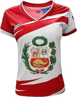 ARZA Women’s Peru USA Heritage Soccer Jersey - V-Neck Slim Fit Athletic Shirt