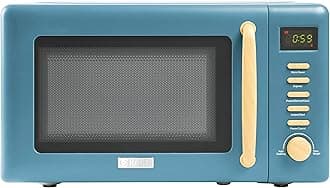 Haden Dorchester 0.7 Cubic Foot Compact Countertop Microwave Oven, 700 Watt Small Microwave with 5 Power Levels & Express Functions, Stone Blue
