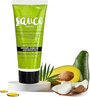 SAUCE BEAUTY Deep Conditioning Hair Mask (3.4 Fl Oz) Guacamole Whip Hair Mask for Damaged Hair & Frizz Control with Avocado, Honey, Monoi & Argan Oil, All Hair Types