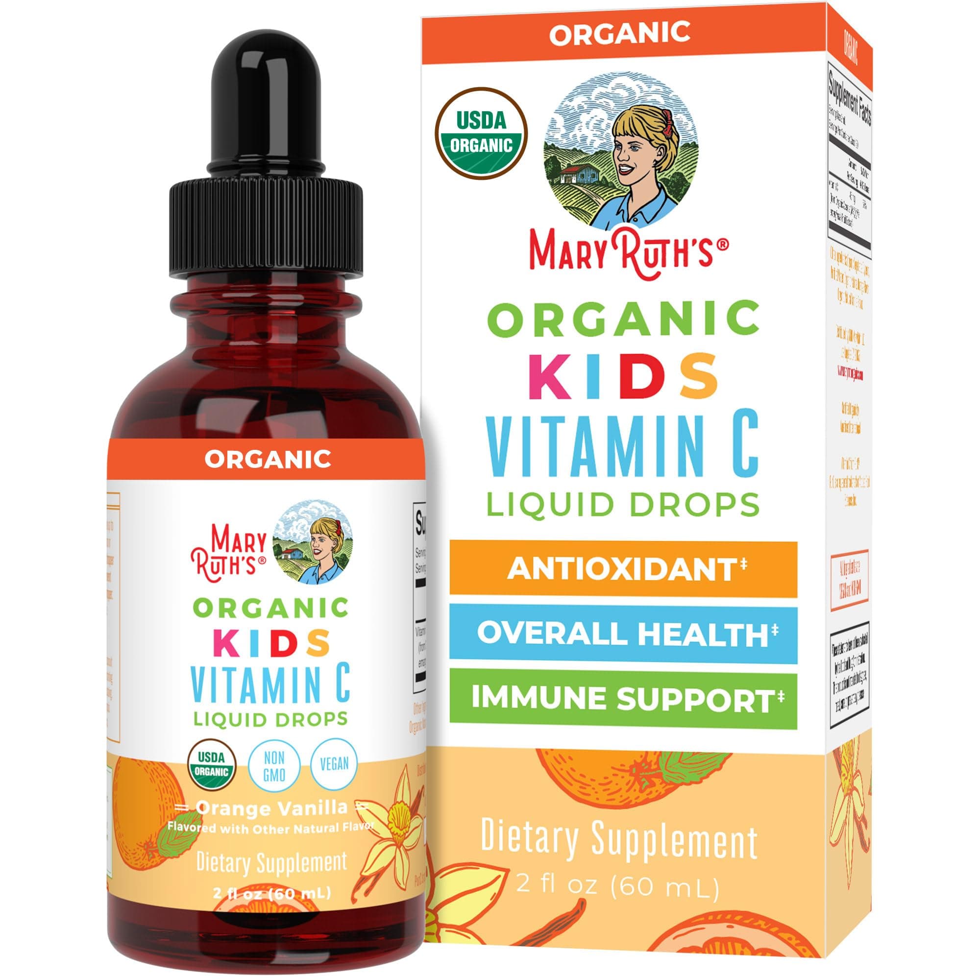 Maryruth Organics Usda Kids Vitamin C Drops By | Vegan Supplement For Ages 4-13 Immune Support & Overall Health From Acerola Fruit Extract 2Oz