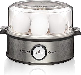 AGARO Crown Instant Egg Boiler 360 Watts, Boils Up to 7 Eggs with 3 Modes Heating/Stainless Steel Body (Silver) 414 ml (14 Ounces) Electric