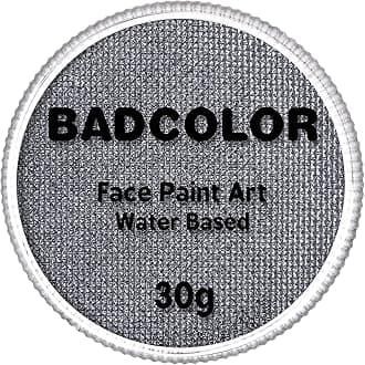 Metallic Silver Face Body Paint(30gm), Water Activated Face Painting Kit for Adults, Professional Non Toxic SFX Facepaint for Halloween Makeup Cosplay Costume Art Photoshoot Stage & Theater