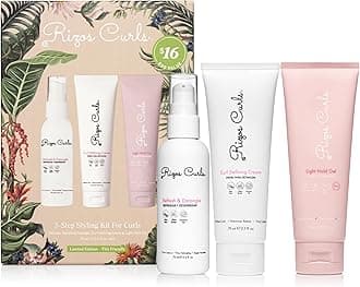 Rizos Curls 3-Step Styling Kit - Define, Style, Hold with Curl Defining Cream, Light Hold Gel & Refresh Spray – Enhances Shine, Moisture & Frizz Control for All Curl Types 2c–4c – Sulfate Paraben Free