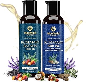 Pure Rosemary Batana & Rosemary Oil Special Combo for Hair Growth By Dr Sebi Sourced From Honduras | Promotes Thicker, Shiny, Stronger & Healthy Hair | Hair Fall Control (Each 100 ml)