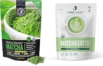 Jade Leaf Matcha + Latte Mix Bundle - Organic Matcha Green Tea Powder Culinary Pouch (100g) and Cafe Style Sweetened Matcha Latte Mix (150g)