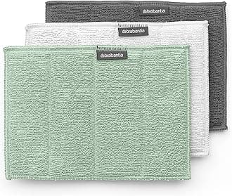Premium Microfiber Cleaning Pads – Set of 3 (Dark Gray, Light Gray, Jade Green), Super Absorbent & Hygienic Spongy Cloths for Kitchen Washing, Drying Dishes, Counters & Mirrors