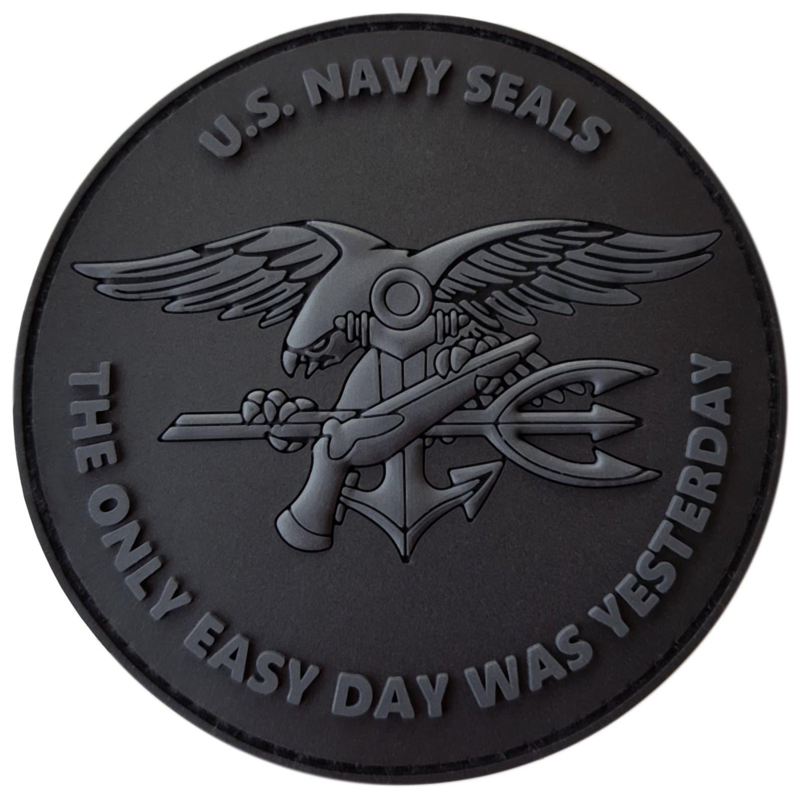 All Black ACU US Navy Seals The Only Easy Day was Yesterday DEVGRU Subdued Morale PVC Fastener Patch