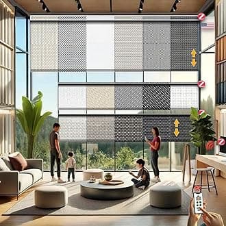 HILADUO Customized Solar Screen Roller Shade Blinds with Remote-Controlled Motorized Operation, Low Visibility, Made in The USA