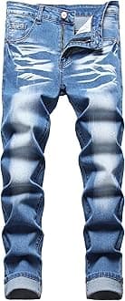 Men's Slim Fit Stretch Jeans Ripped Skinny Jeans for Men, Distressed Straight Leg Fashion Comfort Flex Waist Pants