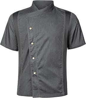 QUNBZOUUnisex Chef Coat for Men Women Short Sleeves Solid Chef Jacket Hotel Restaurant Work Shirt Uniform