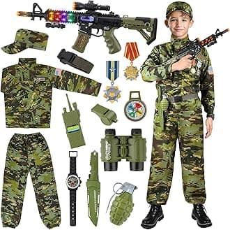 Kids Army Costume for Boys, Military Army Costume with Army Toys, Solider Boy Dress up, Halloween Costumes for Boys…