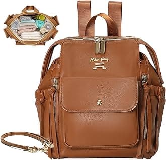 Leather Diaper Bag Backpack by miss fong, Small Mini Backpack Purse for Women