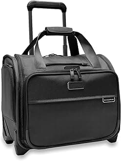 Briggs & Riley 2-Wheel Cabin Bag - Carry On Luggage for Travel, Suitcases with Wheels, Softside Rolling Bag for Men & Women, Interlocking Handle, Self-Repairing Zipper - Baseline Collection, Black