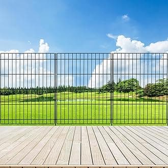 INJOPEXI Garden Fence 6 Panels 11.8ft (L)×30in (H) Decorative Garden Fences with 6 Panels Rustproof Wire No Dig Metal Garden Fence Animal Barrier Fencing for Yard Outdoor Patio - Without Fence Gate