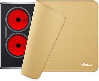 FLASLD Stove Top Covers for Electric Stove, Fireproof Heat Resistant Glass Top Stove Mat Prevents Scratching, Oil-Proof and Water-Proof 21×29.5 inch Countertop Heat Protector Mat, Khaki