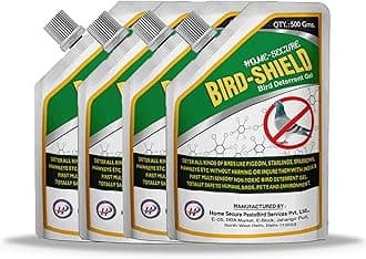 Home-Secure Bird-Shield Repellent Gel | Transparent Bird Repellent Gel for Long Lasting Bird Control | Non-Toxic, Eco-Friendly, Chemical Free | Protection from Pigeon and Birds (2000 Gm, Pack of 4)