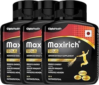 Maxirich Gold Daily Multivitamin (90 Softgels) with high purity grade Ginseng Extract*, 10 Vitamins and 9 Minerals | Boosts Energy & Immunity | Reduces Fatigue | Helps Improve Mental Alertness