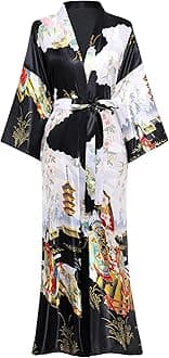 Kimono Robe for Women - Long Satin Sleepwear Silky Kimono Cover-Up Nightgown Japanese Bathrobe Loungewear Blouse