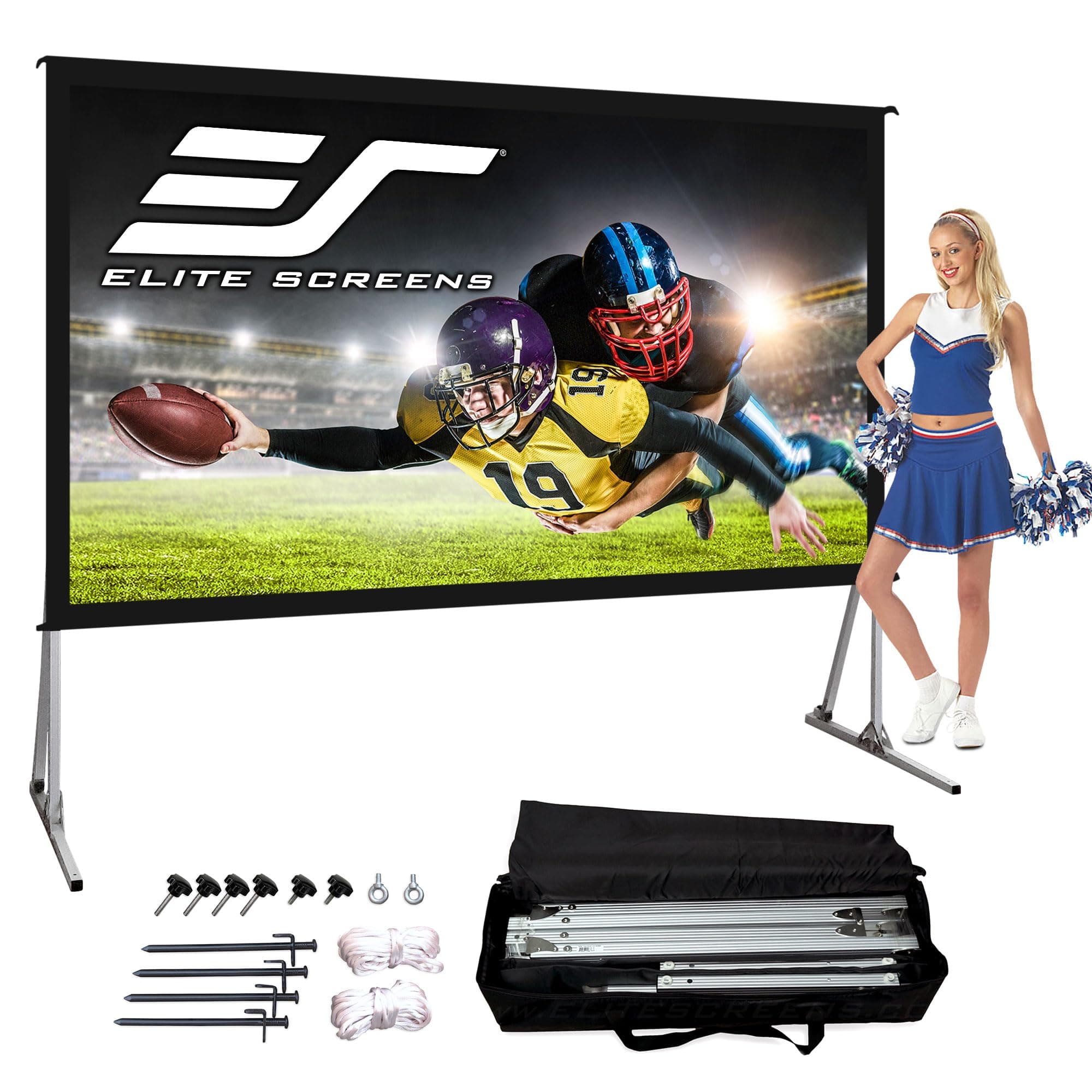 Yard Master 2, 58 inch Outdoor Projector Screen with Stand 16: 9, 8K 4K Ultra HD 3D Fast Folding Portable Movie Theater Cinema 58" Indoor Foldable Easy Snap Projection Screen, OMS58H2