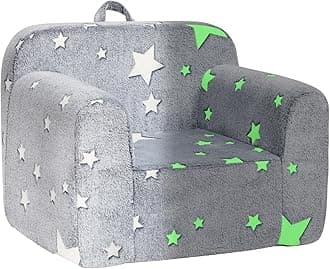 ALIMORDEN Kids Ultra-Soft Snuggle Foam Filled Chair, Single Cuddly Sherpa Reading Couch for Boys and Girls,Star