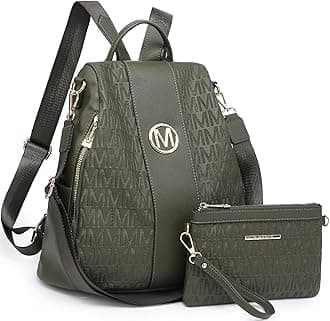 Women Fashion Backpack Purse Multi Pockets Anti-Theft Rucksack Travel Shoulder Bag Handbag Set 2pcs