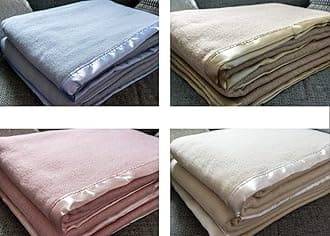 Snugglemore New and Improved Traditional 100% Pure Wool Solid Weave Blanket Throw with Satin Ribbon Trim (Pink, Single)