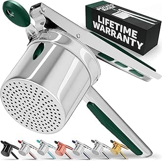 PriorityChef Large 15oz Potato Ricer, Heavy Duty Stainless Steel Potato Masher and Ricer Kitchen Tool, Press and Mash Kitchen Gadget For Perfect Mashed Potatoes - Everytime, Green