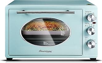 Elite GourmetAmericana by Elite ETO3300M Vintage 50’s Diner Retro Countertop Toaster oven, Bake, Broil, Toast, Fits 12” Pizza, Temperature Control & Adjustable 60-Minute Timer 1500W, 8-slice, Mint