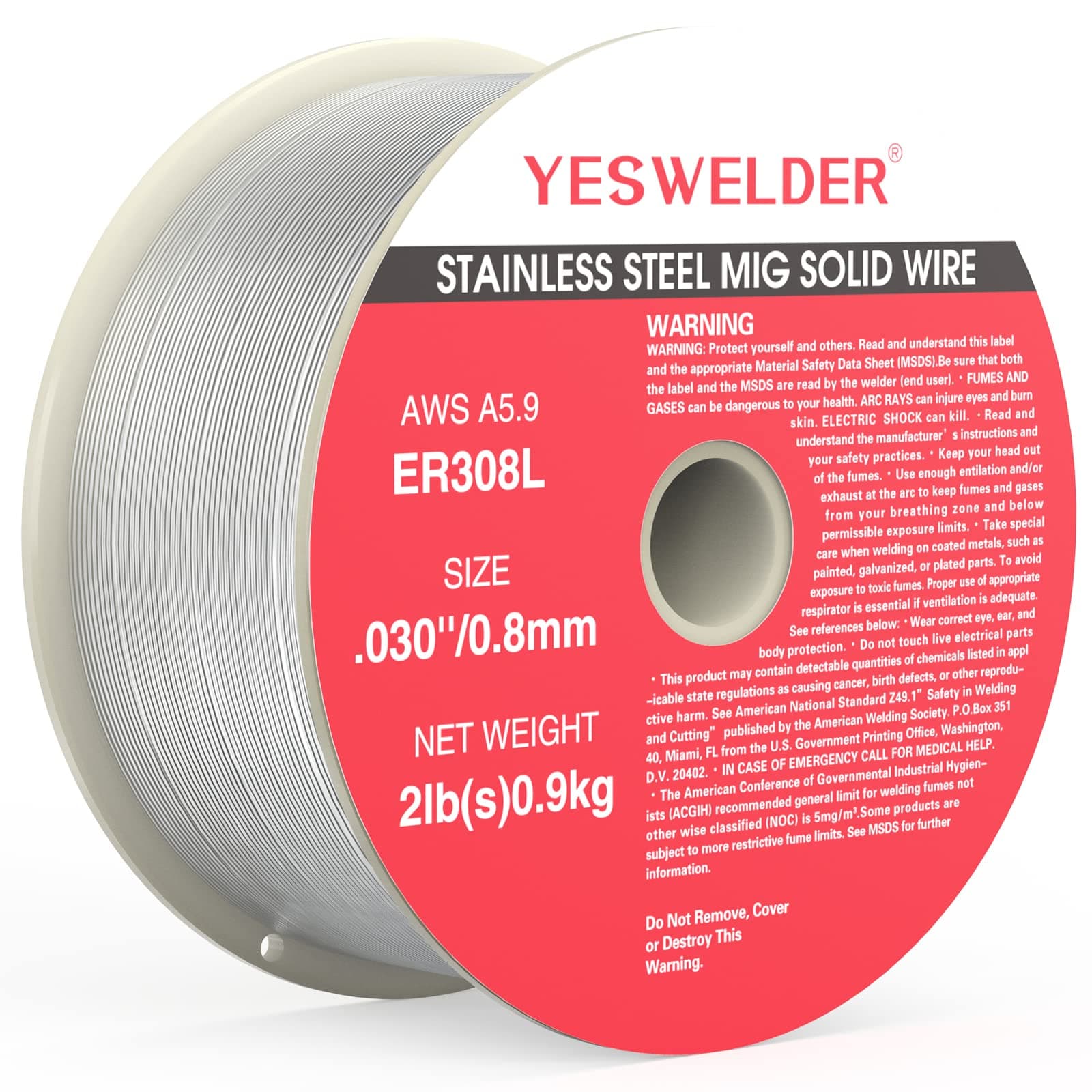 Stainless Steel MIG Solid Wire ER308L .030-Diameter, 2-Pound Strong ABS Plastic Spool Welding Wire
