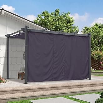 PURPLE LEAF Outdoor Curtains Privacy for 13' Side Pergola with Grommets and Rod Outside Porch Shade Patio Deck Retractable Replacement Gazebo Cabana Curtain Set of 2 Panels 68 x 82 inch Navy Blue
