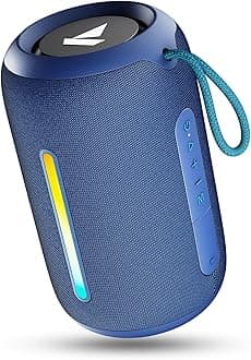 boAt Stone 352 Pro/Stone 358 Pro w/ 14W Signature Sound, Up to 12 Hours Playback, RGB LEDs, TWS Feature, Built-in Mic, BTv5.3, Free Music Streaming on JioSaavn Bluetooth Speaker (Vibing Blue)