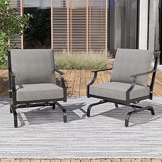 Bistro Sets Rocking Chairs Motion Chairs Patio Conversation Chairs Indoor Outdoor Chat Set A Comfortable Shake of 5-10° Unique Design Patio Chair Set with Grey Cushions 2-Piece