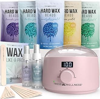 Waxing Kit for Sensitive Skin – Safe for Face & Skin, Prep & Aftercare Spray, Easy to Use – At-Home Kit for Face, Bikini, Brazilian & Full Body - Digital Display, Pink