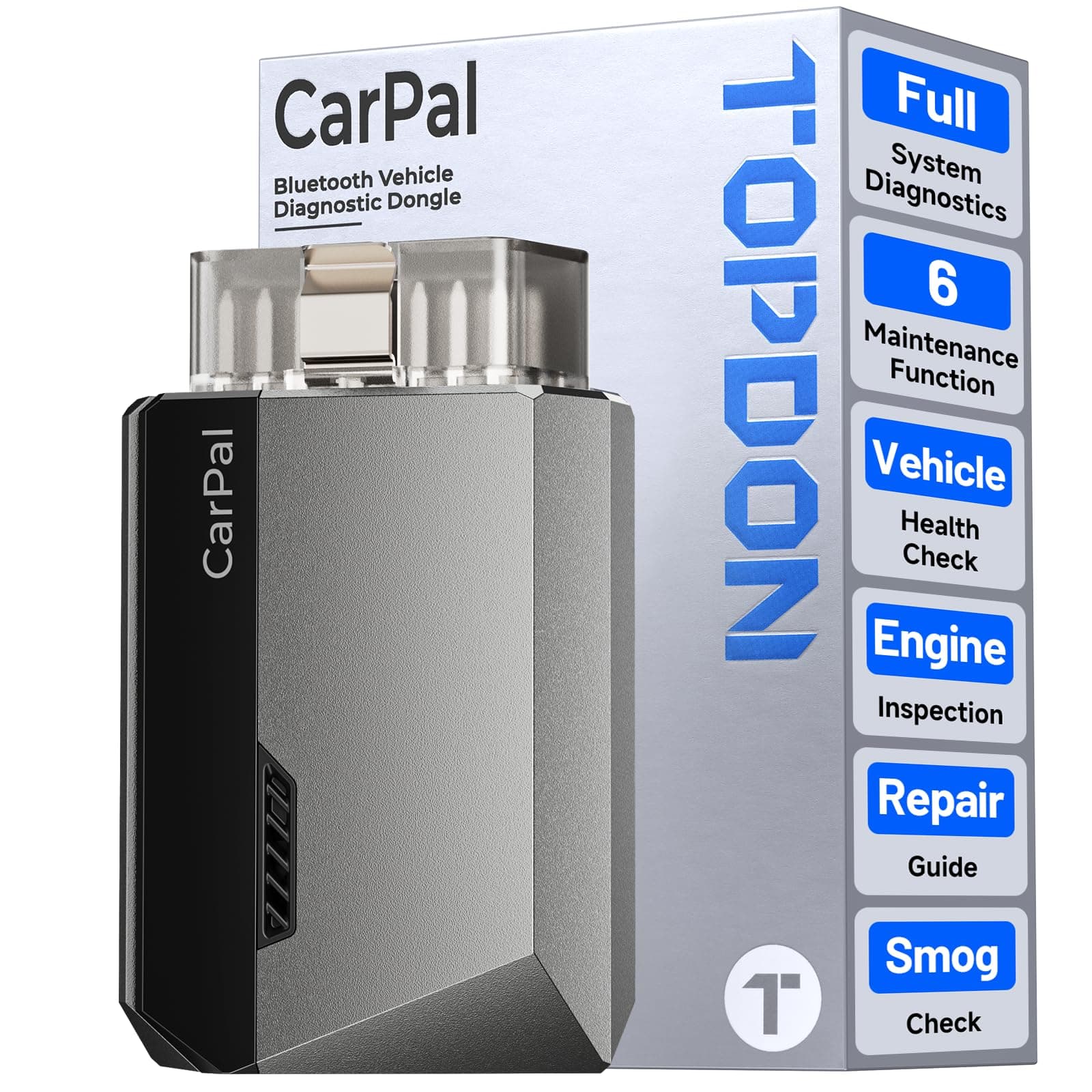 Carpal OBD2 Scanner Bluetooth - Scanner for Car, All System Diagnostic Tool for iOS & Android, Vehicle Health Check, 6 Maintenance Services, Smog Check, Repair Guide, Performance Test