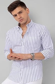 Men's Casual Printed Striped Stylish Latest Formal Shirt for Men