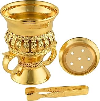 Bakhoor Burner Set Tray, Frankincense Resin Burner, Charcoal insencents Burner, Metal Incense Censer for Yoga Spa Meditation, with Cone Incense Holder and Tongs(Glod)