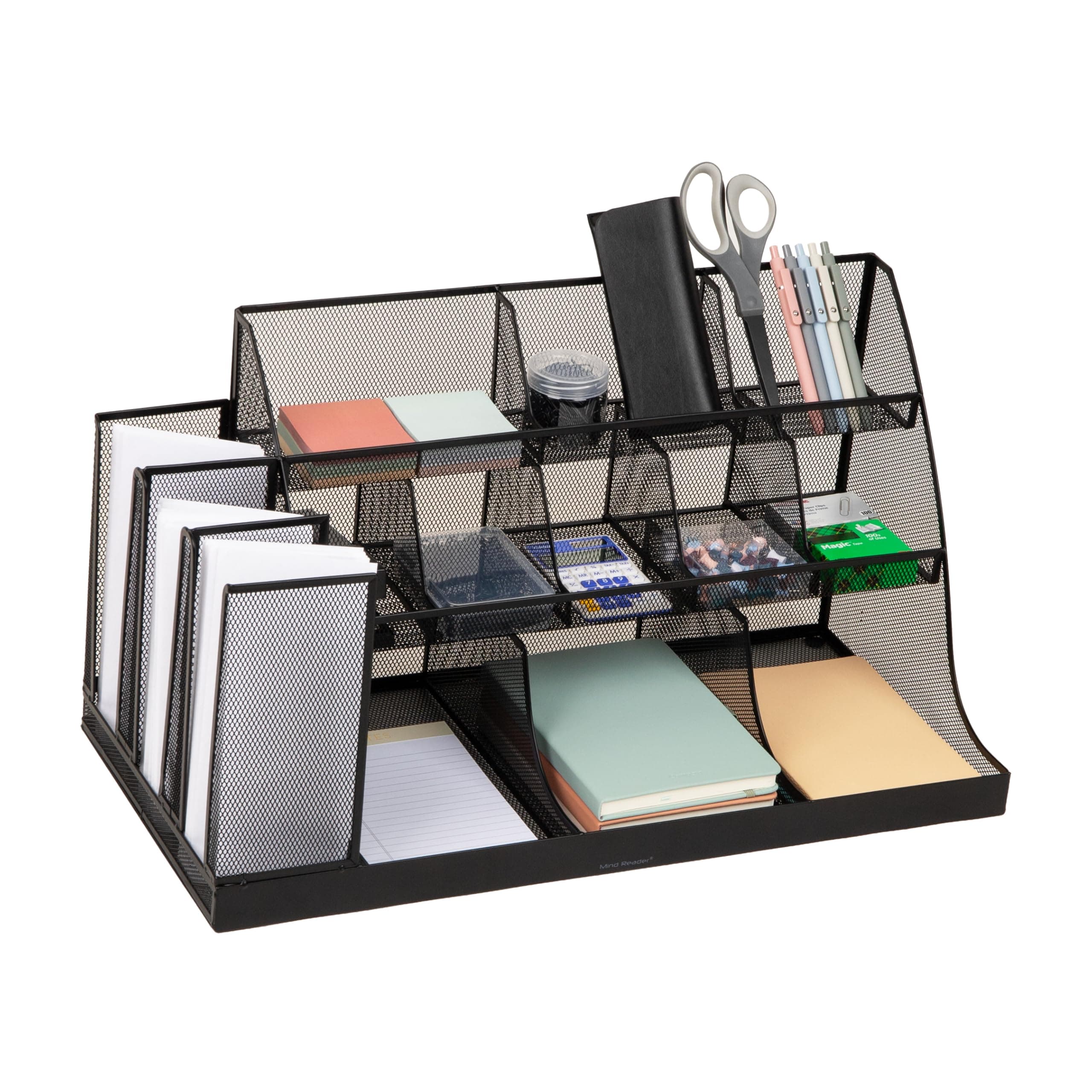 Mind Reader CMG2MESH-BLK Coffee Condiment and Accessories Caddy Organizer, Black Metal Mesh