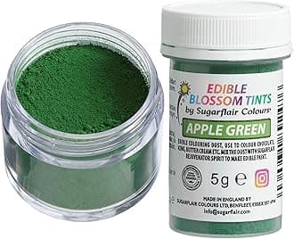 Sugarflair Food Colouring Powder Dust Apple Green Blossom Tint, Use on Cake Decorations or Colour Sugarpaste, Fondant, Icing, Chocolate, Buttercream, Royal Icing, Macarons and More! - 5g