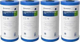 Pentek Pentair EP-BB Big Blue Carbon Water Filter, 10-Inch, Whole House Carbon Block Replacement Cartridge with Bonded Powdered Activated Carbon (PAC) Filter, 10" x 4.5", 5 Micron, Pack of 4