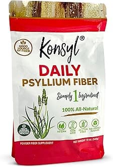 Konsyl Daily Psyllium Fiber Powder - 19oz, 90 Servings, Natural Unflavored Soluble Dietary Fiber Supplement - Psyllium Husk Prebiotic for Digestive Support and Gut Health - Sugar Free, Keto & Vegan