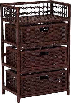 Household Essentials Woven 3 Drawer Chest with Cutout Handles