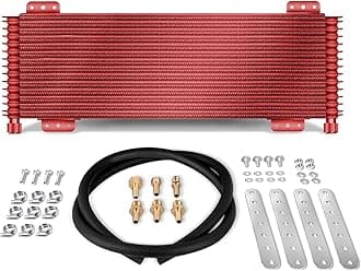 LPD47391 Low Pressure Drop 40k Transmission Oil Cooler Red Kit Compatible with Heavy Duty 40,000 GVW Max with Mounting Hardware
