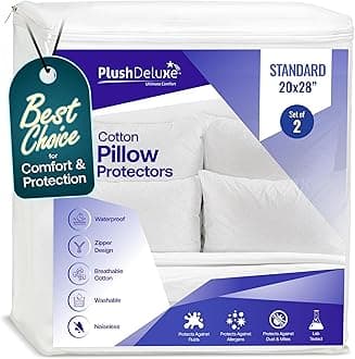 Premium Waterproof Pillow Protectors - Standard Size 20''x28'' Set of 2 - Zippered Pillow Cover Made with Soft Terry Cotton Fabric - Hypoallergenic and Dust Proof