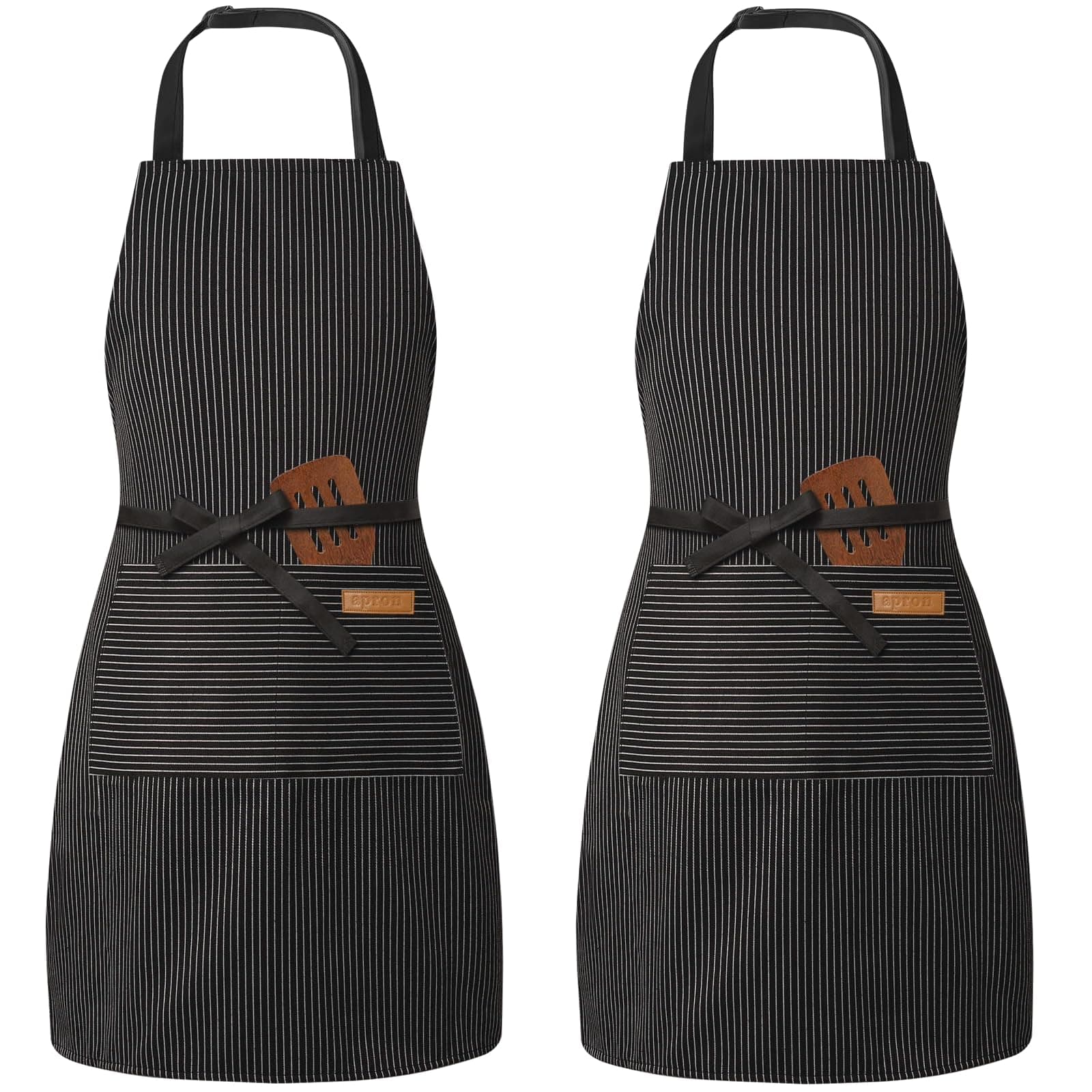 2 Pack Adjustable Bib Apron with 2 Pockets Chef Cooking Kitchen Restaurant Aprons for Women Men