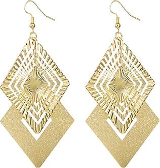 14K Gold Drop Dangle Earrings for Women Fashion Big Dangling Bohemia Vintage Circular Statement Chandelier Earrings for Party Prom