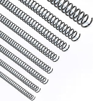 Binditek 200 Pack Plastic Spiral Binding Coils,8 Different Sizes (1/4",5/16",3/8",1/2",9/16",5/8",3/4",1"), 4:1 Pitch, Black, for Letter Size